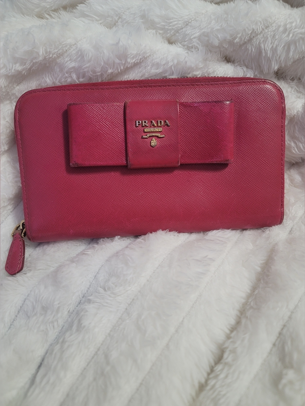PRADA Ribbon Round Zipper Long Wallet Authentic - Picture 2 of 8